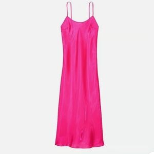 Victoria's Secret Organza Midi Long Slip Dress Hot Pink